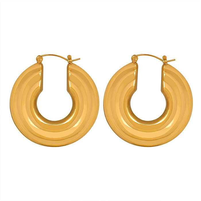 1 Pair Modern Style Round Plating Stainless Steel Hoop Earrings