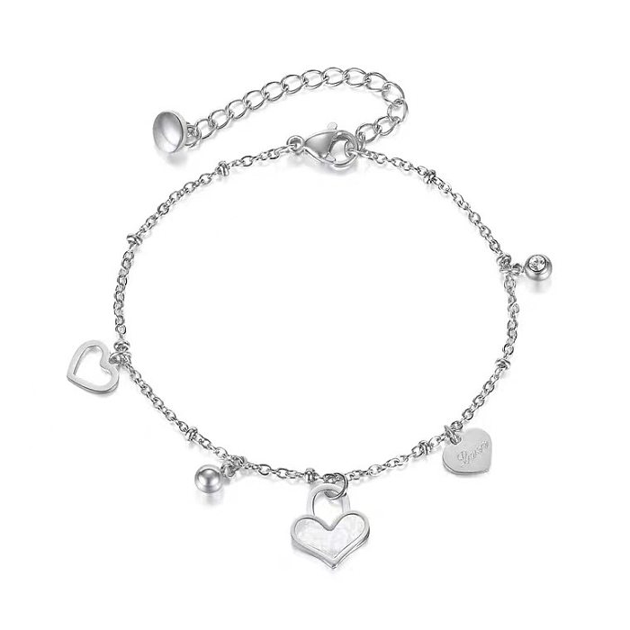Fashion Heart Shape Titanium Steel Inlay Shell Bracelets 1 Piece