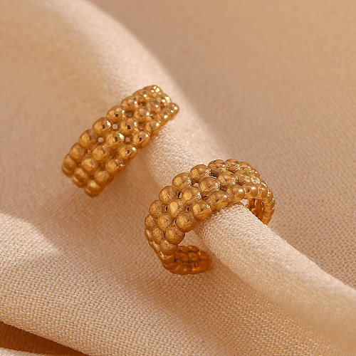 1 par de ear cuffs chapados en oro de 18 quilates de acero inoxidable chapado en forma de C estilo clásico básico