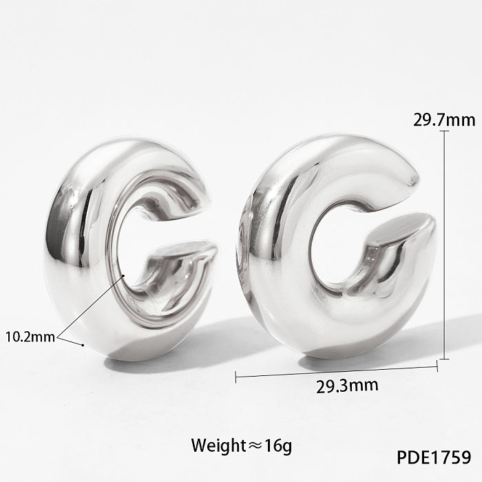 1 Pair Simple Style C Shape Plating Stainless Steel  14K Gold Plated White Gold Plated Gold Plated Ear Studs
