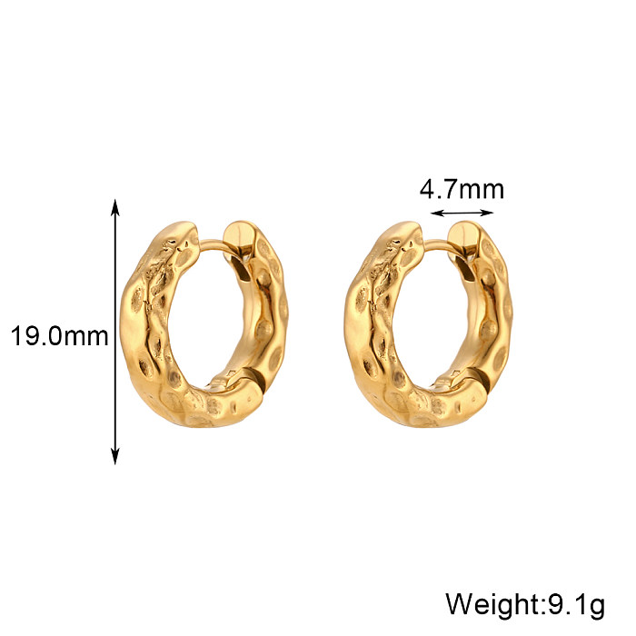 1 Pair Simple Style Round Stainless Steel  Plating 18K Gold Plated Hoop Earrings