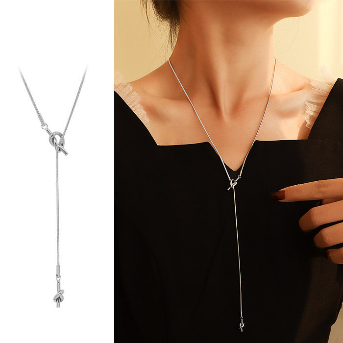 1 Piece Elegant Solid Color Knot Stainless Steel Plating Necklace