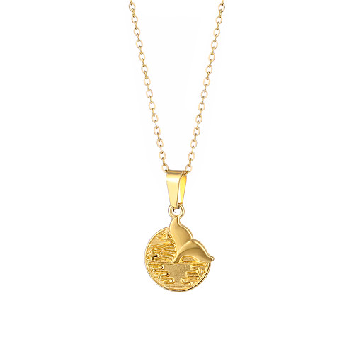 1 Piece Fashion Fish Tail Stainless Steel  Stainless Steel Plating Inlay Zircon Pendant Necklace