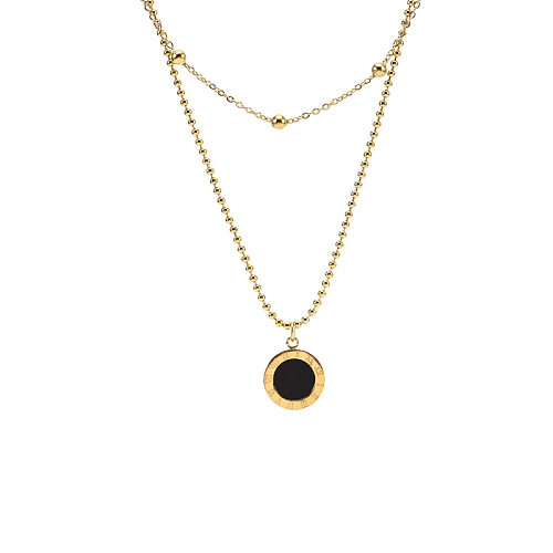 Simple Style Round Stainless Steel Plating Shell Pendant Necklace