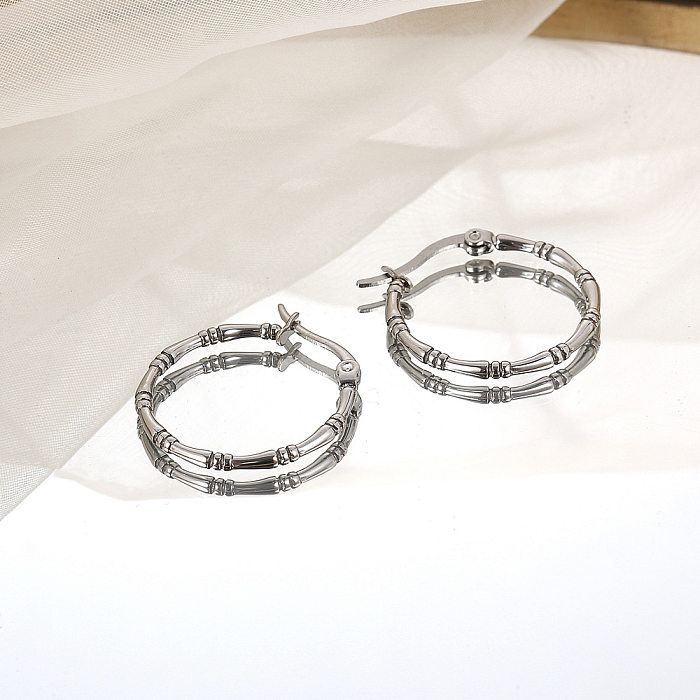 1 Pair INS Style Simple Style Commute Geometric Stainless Steel Plating Hoop Earrings