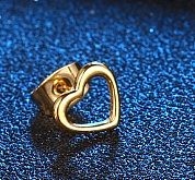 1 peça em forma de coração doce chapeamento de aço inoxidável oco brincos de orelha