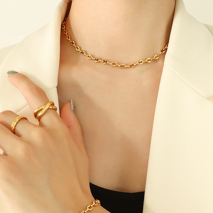 Fashion Simple Geometric Stainless Steel 18K Necklace Bracelet