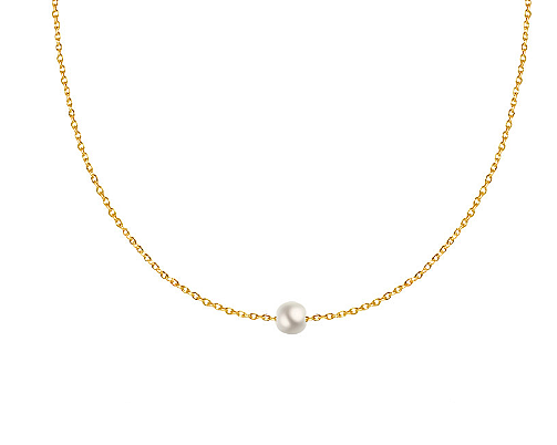 Joli collier de clavicule en perles en acier inoxydable, classique et romantique