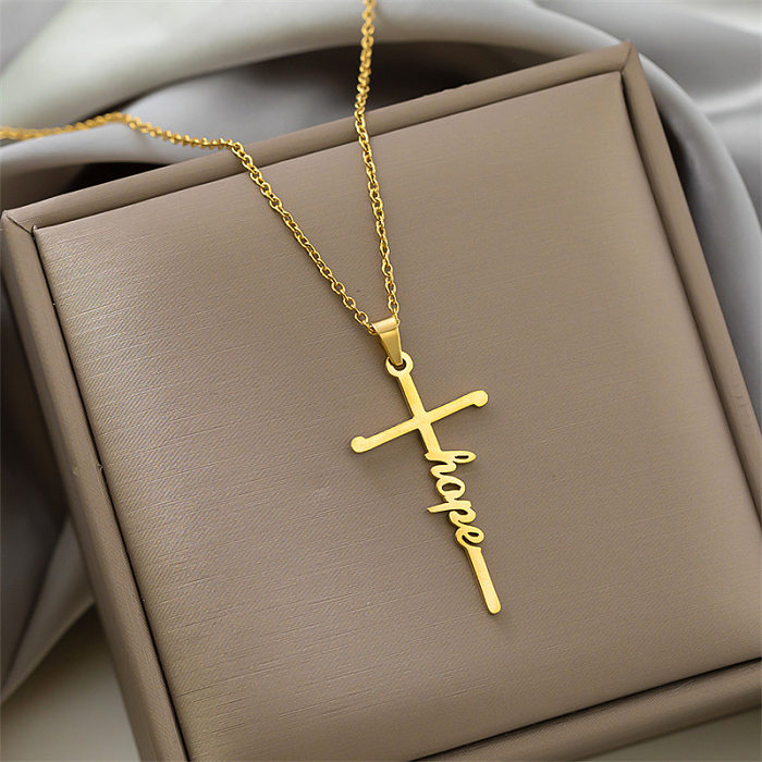 Simple Style Cross Letter Stainless Steel Plating Pendant Necklace