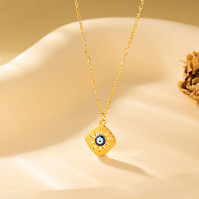 Artistic Devil'S Eye Snake Stainless Steel  Enamel Plating Inlay Zircon 18K Gold Plated Gold Plated Pendant Necklace