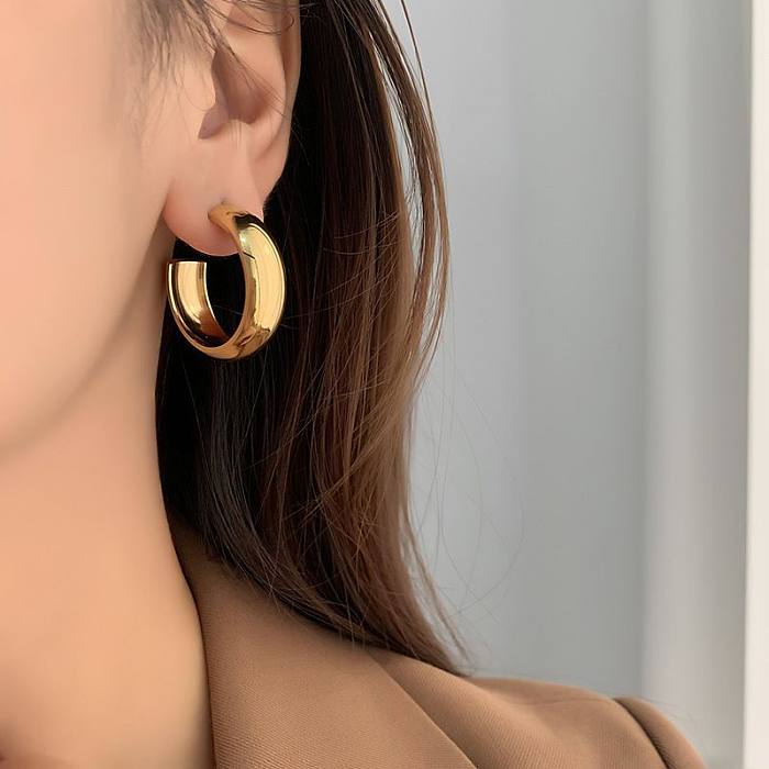 1 Pair Casual Modern Style Classic Style C Shape Plating Stainless Steel  14K Gold Plated Ear Studs