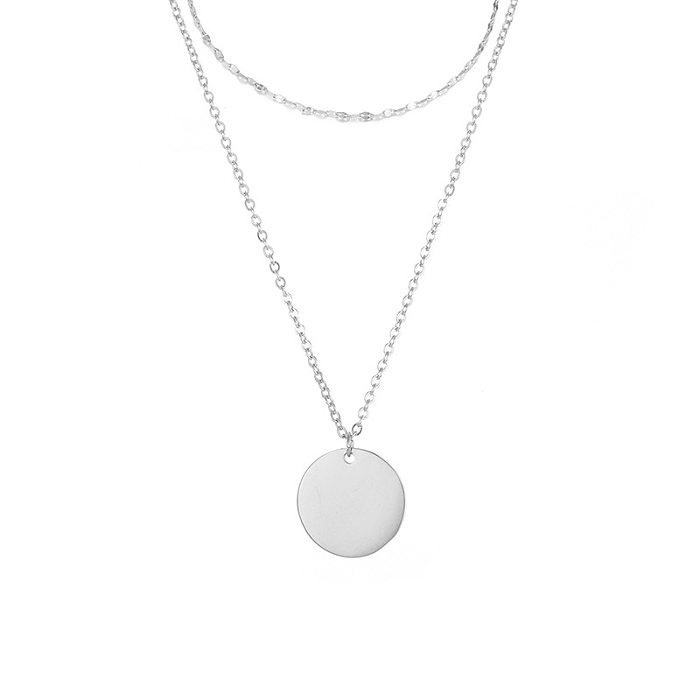 Simple Style Round Stainless Steel Layered Necklaces
