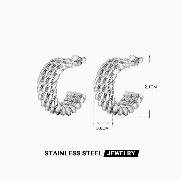 1 Pair Retro Geometric Plating Stainless Steel  18K Gold Plated Earrings