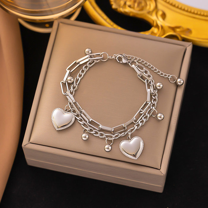 Elegant Lady Heart Shape Titanium Steel Plating Bracelets