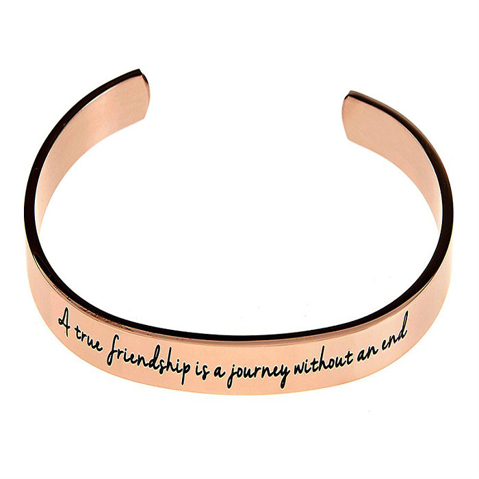 Wholesale Preppy Style Simple Style Classic Style Letter Solid Color Stainless Steel Plating Rose Gold Plated Gold Plated Bangle