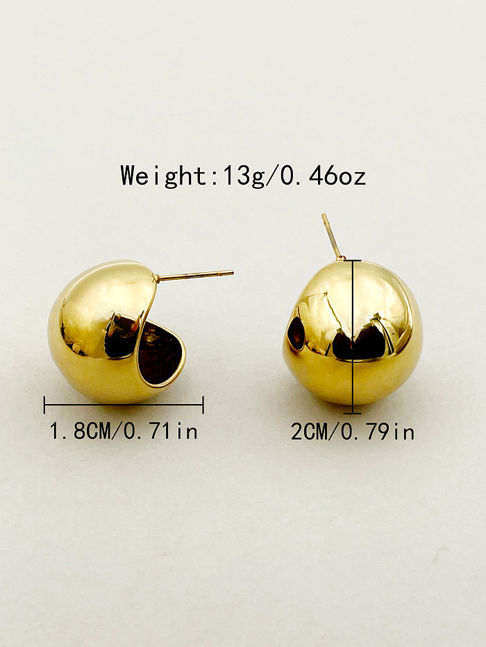 1 Pair Elegant Sweet Simple Style Solid Color Stainless Steel  Metal Polishing Plating Gold Plated Ear Studs