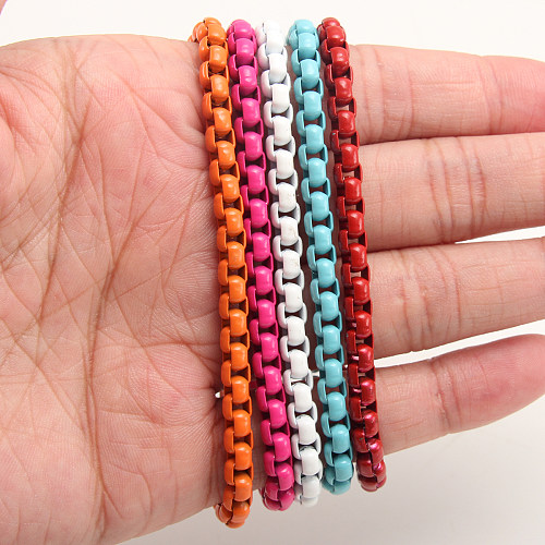 Hip-Hop Retro Solid Color Stainless Steel Patchwork Bracelets