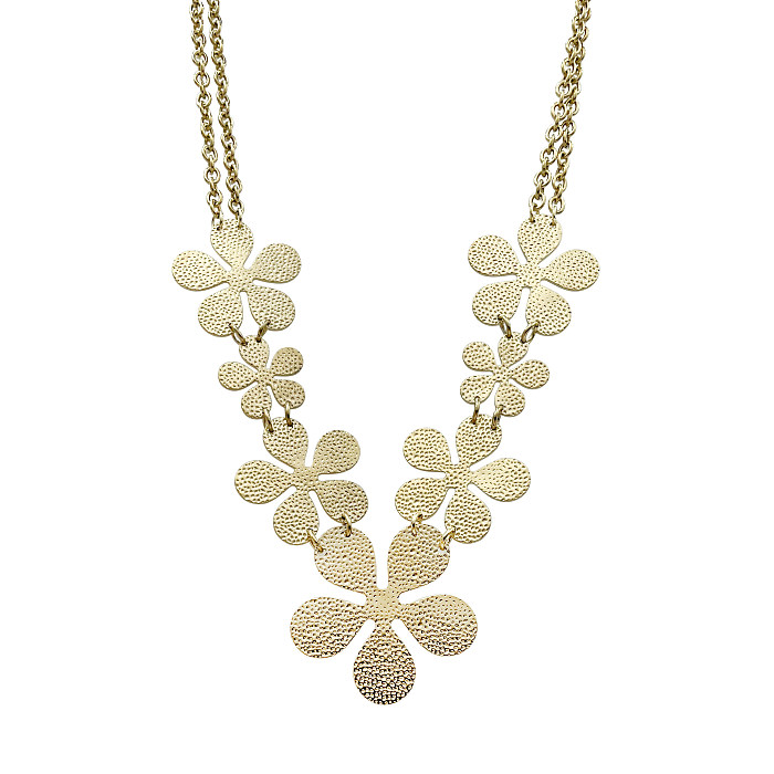Retro Flower Stainless Steel  Plating Gold Plated Necklace