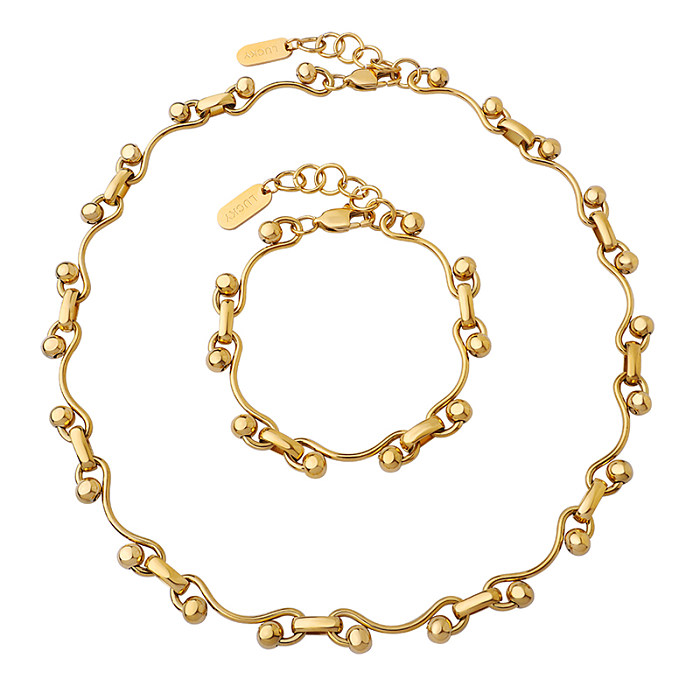 Geometrische Edelstahl-Armbänder für Damen, Halskette mit Überzug aus Edelstahl