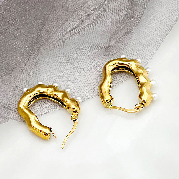 1 Paar elegante, süße U-förmige vergoldete Edelstahl-Ohrringe