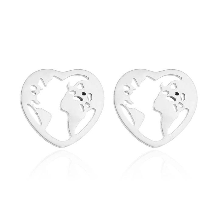 1 paire de clous d'oreilles en acier inoxydable plaqué or 18 carats, Style Simple, en forme de cœur, polissage irrégulier