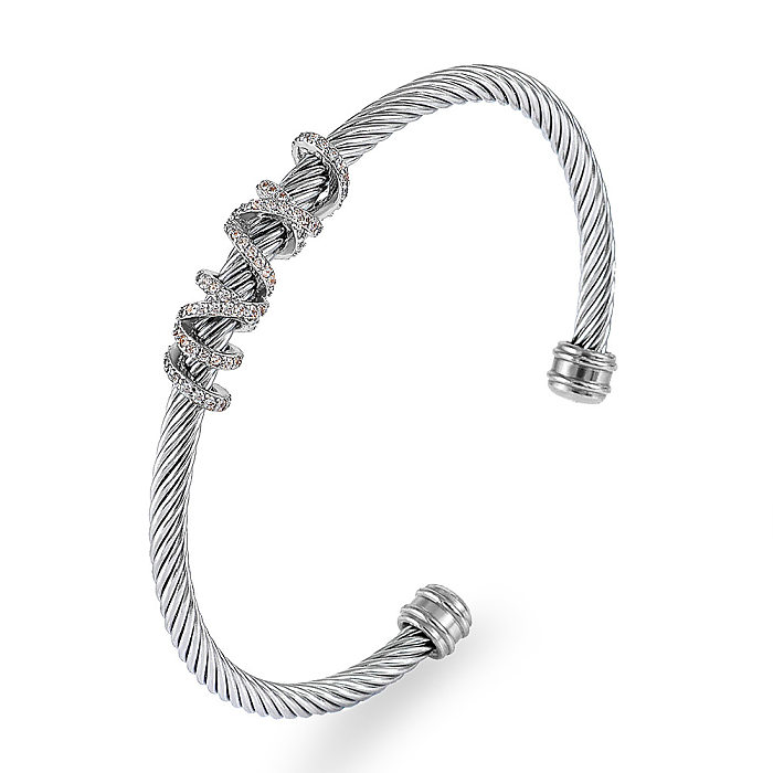 Elegant Curve Stainless Steel Plating Twisted Cable Bracelet