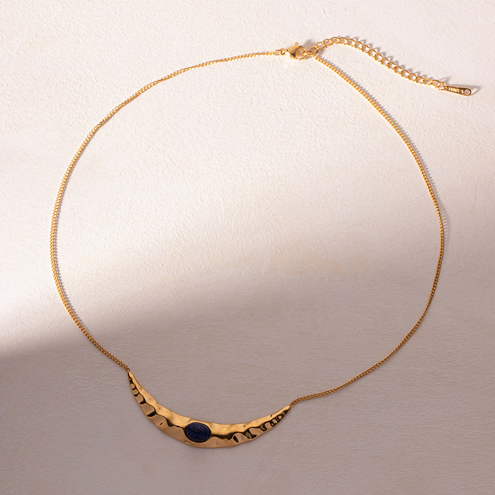 IG Style Simple Style Oval Stainless Steel  Plating Inlay Lapis Lazuli 18K Gold Plated Necklace