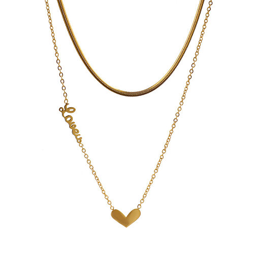Simple Style Heart Shape Stainless Steel Plating 18K Gold Plated Necklace