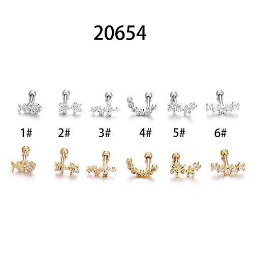 Fashion Star Stainless Steel  Star Zircon Ear Studs 1 Piece