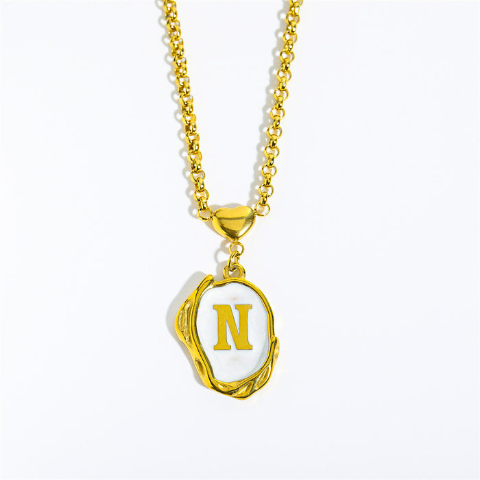 Simple Style Letter Stainless Steel  Stainless Steel Enamel Plating Pendant Necklace