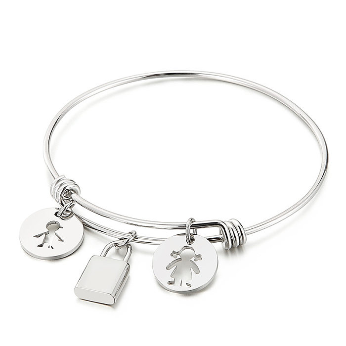 Étiquette de verrouillage en forme de cœur en acier inoxydable, Bracelet Simple et réglable, vente en gros de bijoux