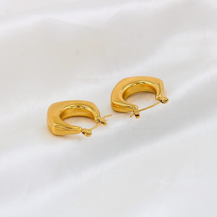1 Pair Simple Style Round Stainless Steel  Plating Hoop Earrings