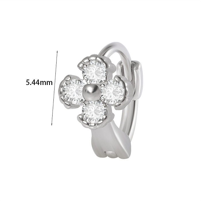 1 Piece Elegant Flower Butterfly Inlay Stainless Steel  Zircon Earrings