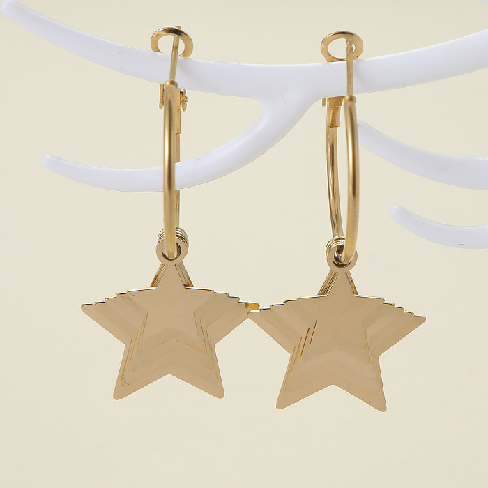 1 Paar elegante, einfarbige Stern-Ohrringe aus Edelstahl