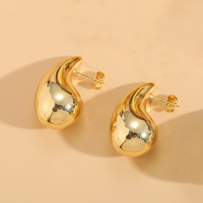 1 par de pendientes elegantes y lujosos de estilo clásico con revestimiento geométrico de acero inoxidable chapado en oro de 14 quilates