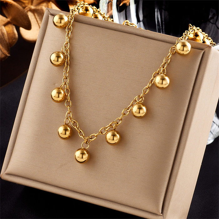 Casual Simple Style Ball Stainless Steel Plating 18K Gold Plated Necklace