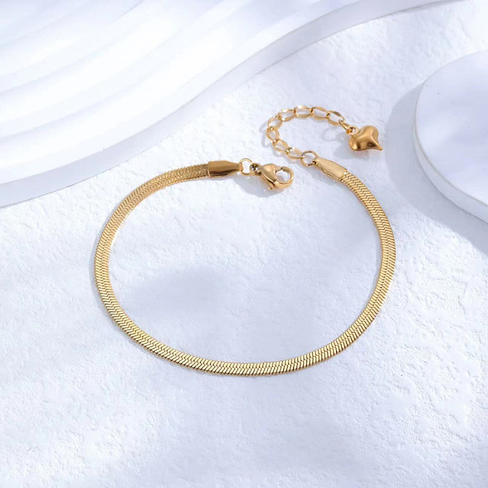 Simple Style Solid Color Stainless Steel Plating 18K Gold Plated Bracelets