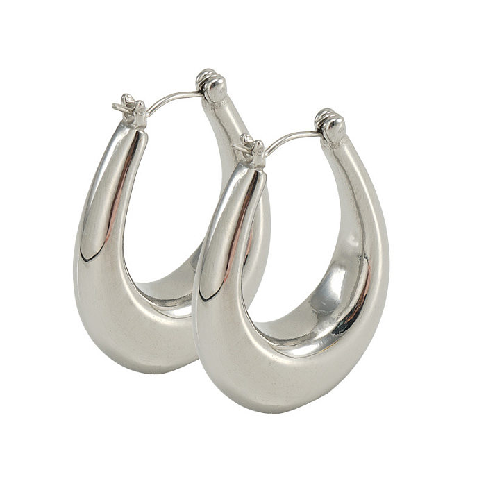 Modische ovale Ohrringe mit Edelstahlbeschichtung, 1 Paar