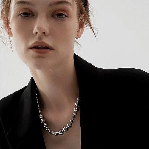 Collier en acier inoxydable avec perles streetwear en vrac