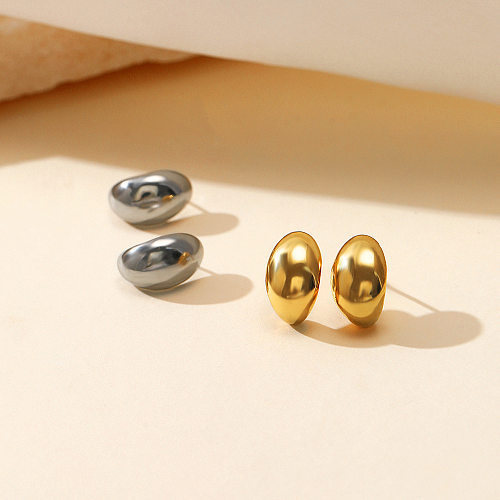 Simple Style C Shape Stainless Steel  Gold Plated Ear Studs 1 Pair