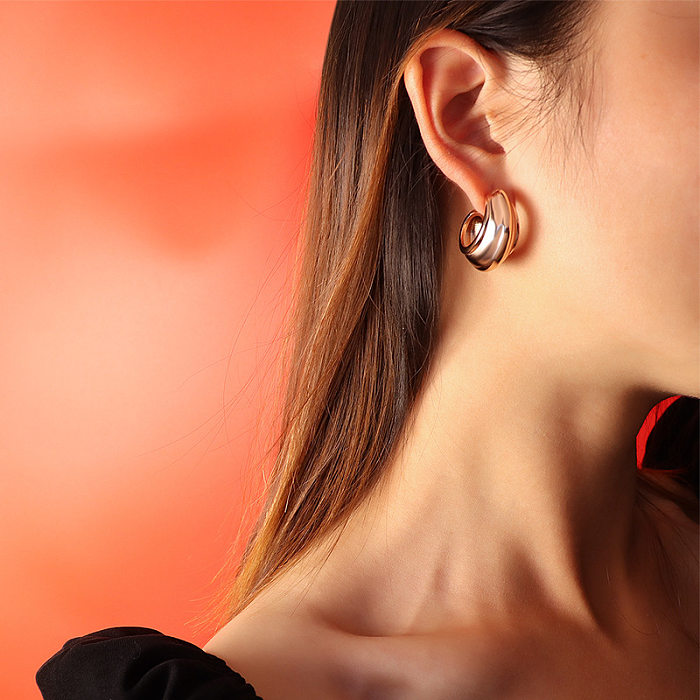Fashion Simple Geometric C-shaped Earrings Stainless Steel  Earrings