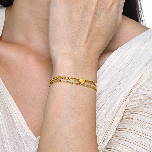Lässige, einfarbige Armbänder aus Edelstahl mit 18-Karat-Vergoldung