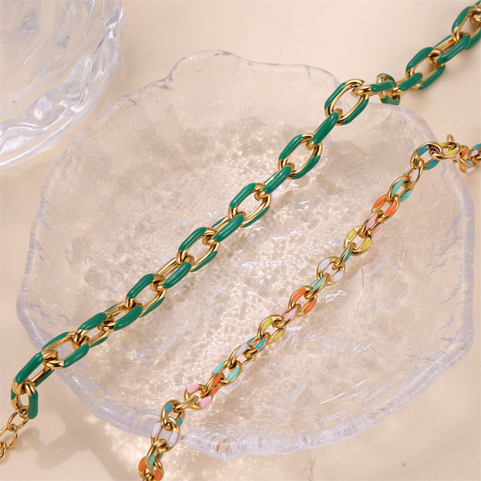 Bracelets en acier inoxydable à bloc de couleur de style simple en vrac