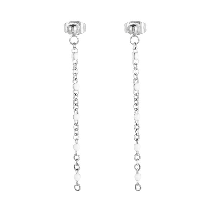 1 Pair Simple Style Chain Plating Chain Stainless Steel  Drop Earrings