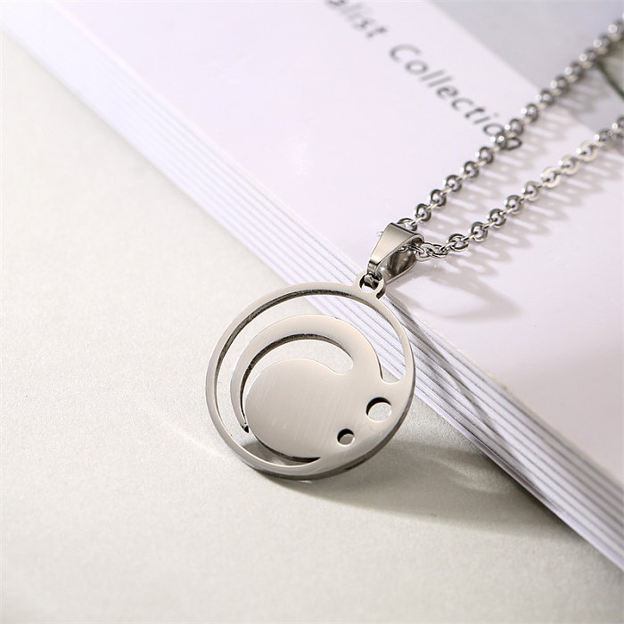Funny Human Smiley Face Stainless Steel  Plating Pendant Necklace