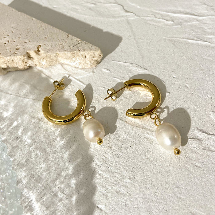Boucles d'oreilles pendantes en forme de C en acier inoxydable, bijoux, vente en gros