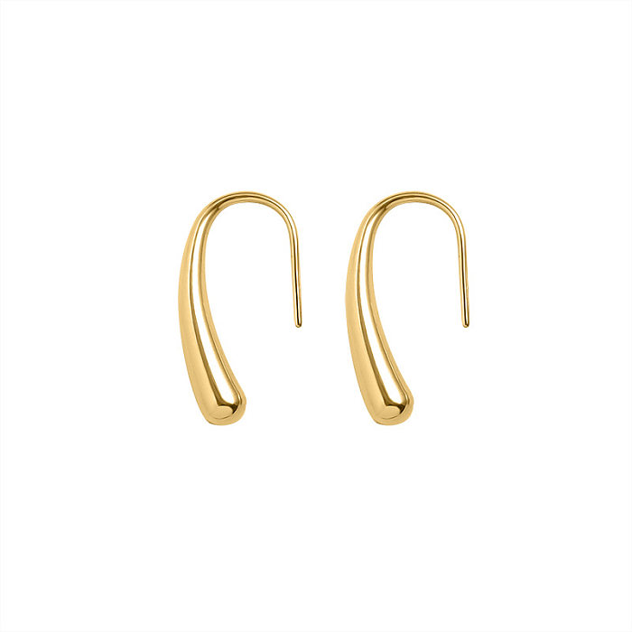 Unique Small Water Drop Hook Geometric Stainless Steel Plated 18K Gold Ear Stud