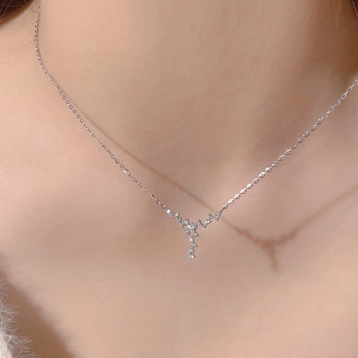 IG Style Korean Style Star Stainless Steel Copper Inlay Zircon Pendant Necklace