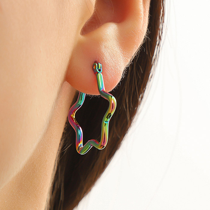1 paire de boucles d'oreilles pentagramme de Style Simple, polissage en acier inoxydable