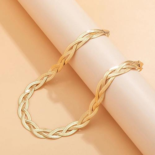 Hip-Hop Rock Solid Color Stainless Steel  Plating Three-dimensional 18K Gold Plated Choker
